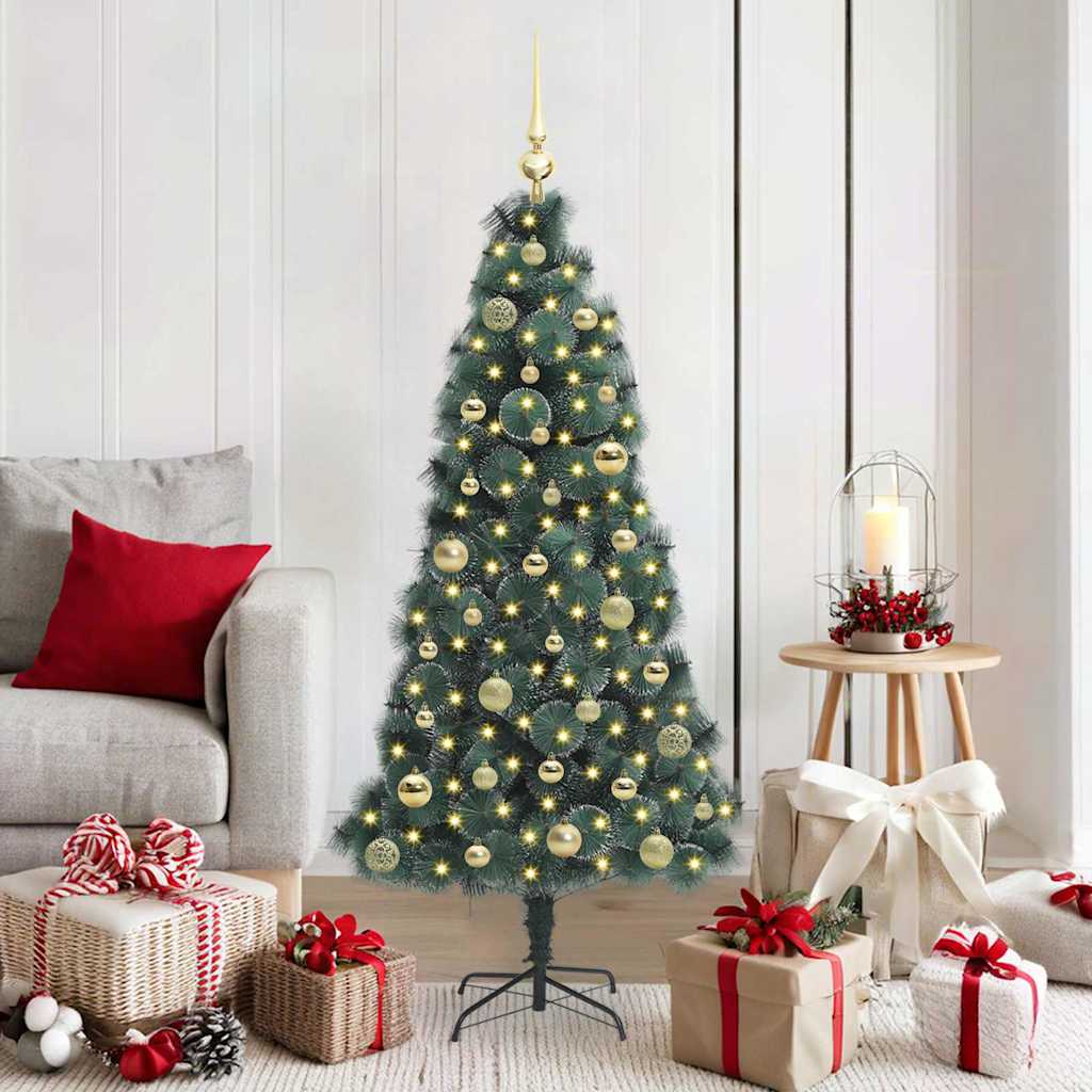 Vidaxx künstlicher Weihnachtsbaum mit Beleuchtung und Kugelset grün 150 cm Kappe