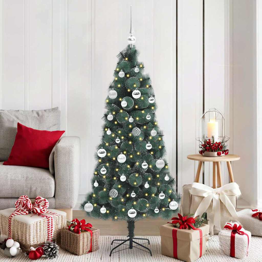 Vidaxx künstlicher beleuchteter Weihnachtsbaum mit Kugelset grün 150 cm
