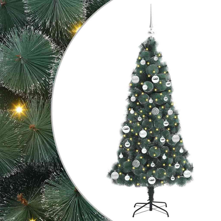 Vidaxx künstlicher beleuchteter Weihnachtsbaum mit Kugelset grün 150 cm
