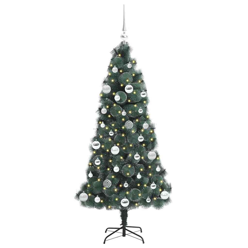 Vidaxx künstlicher beleuchteter Weihnachtsbaum mit Kugelset grün 150 cm