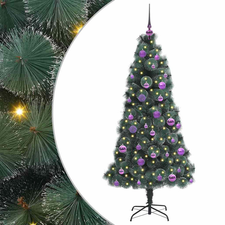 Vidaxx künstlicher beleuchteter Weihnachtsbaum mit Kugelset grün 150 cm