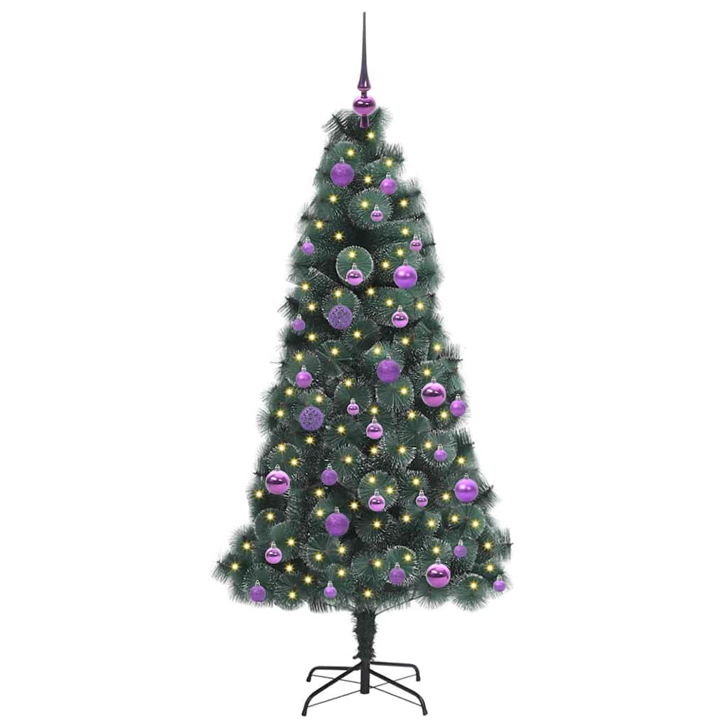 Vidaxx künstlicher beleuchteter Weihnachtsbaum mit Kugelset grün 150 cm
