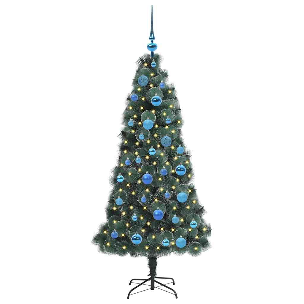 Vidaxx künstlicher Weihnachtsbaum mit Beleuchtung und Kugelset grün 150 cm Kappe