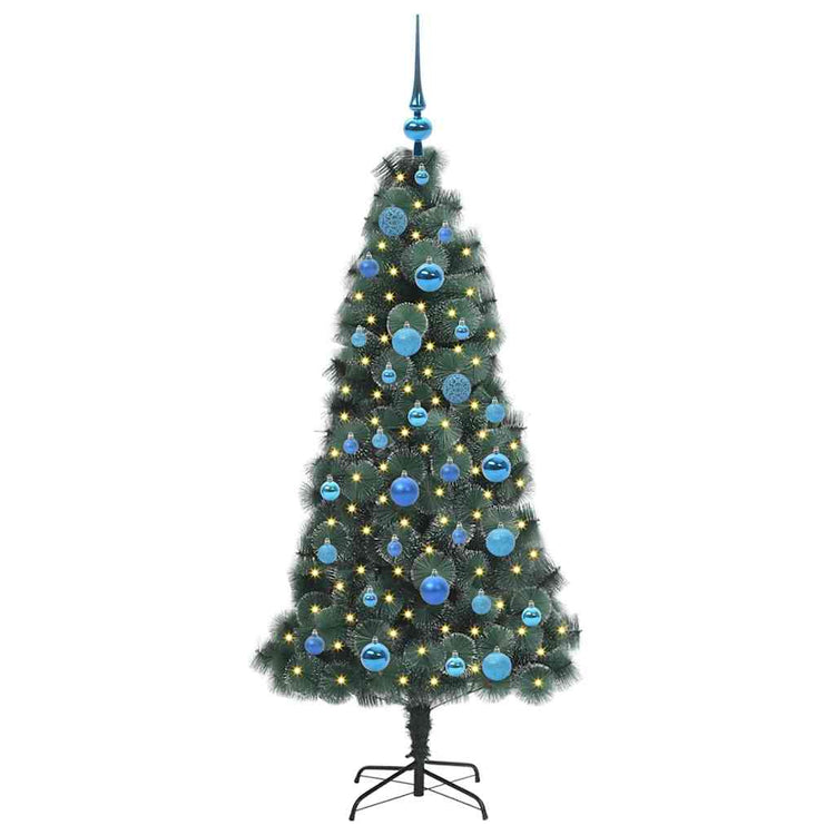 Vidaxx künstlicher Weihnachtsbaum mit Beleuchtung und Kugelset grün 150 cm Kappe