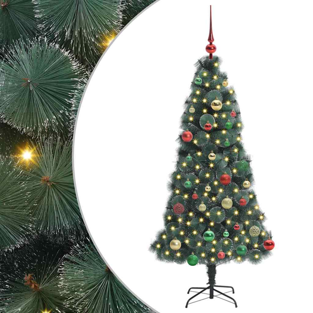 Vidaxx künstlicher beleuchteter Weihnachtsbaum mit Kugeln grün 150 cm