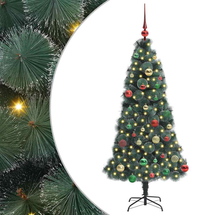 Vidaxx künstlicher beleuchteter Weihnachtsbaum mit Kugeln grün 150 cm