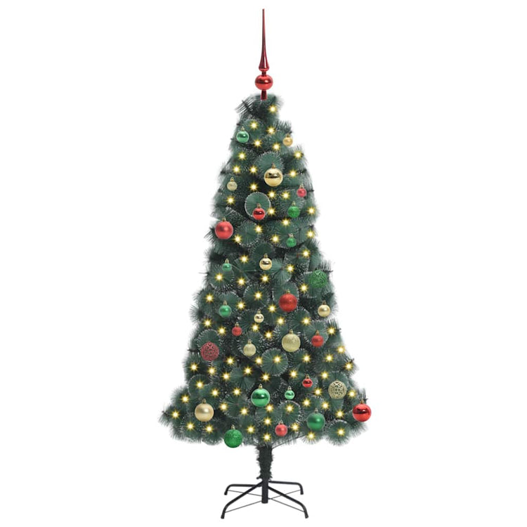 Vidaxx künstlicher beleuchteter Weihnachtsbaum mit Kugeln grün 150 cm
