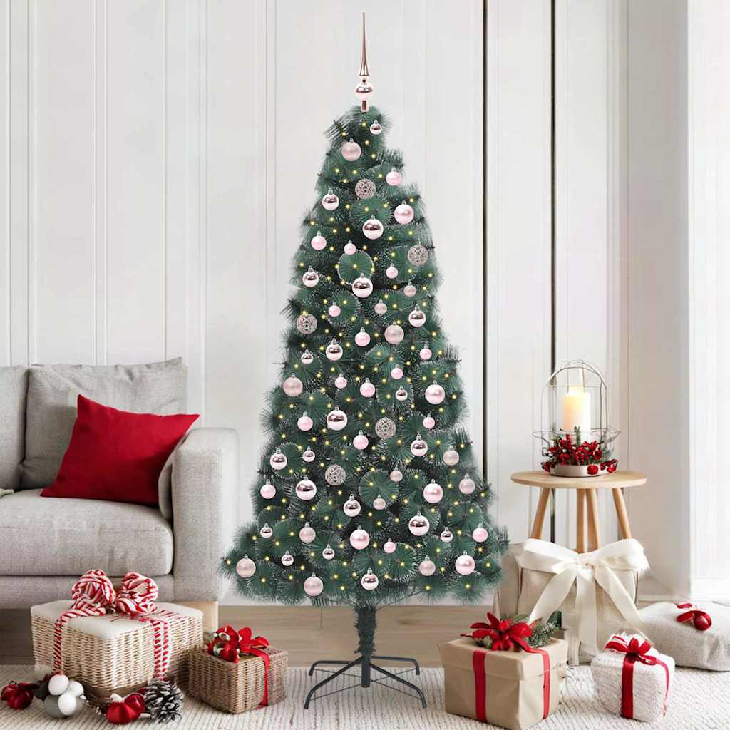 Vidaxx künstlicher Weihnachtsbaum mit Beleuchtung und Kugelset grün 180 cm Kappe