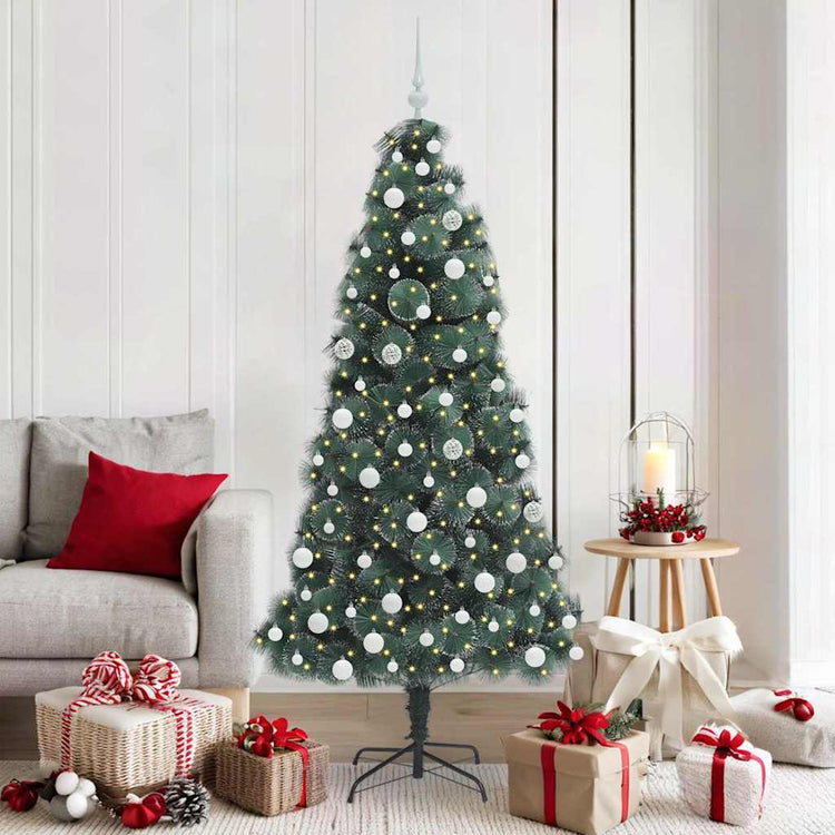 Vidaxx künstlicher Weihnachtsbaum mit Beleuchtung und Kugelset grün 180 cm Kappe