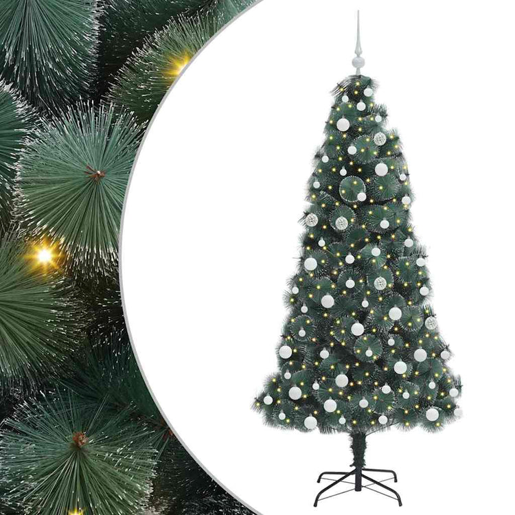Vidaxx künstlicher Weihnachtsbaum mit Beleuchtung und Kugelset grün 180 cm Kappe