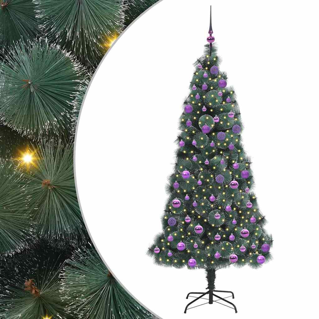 Vidaxx künstlicher beleuchteter Weihnachtsbaum mit Kugelset grün 180 cm