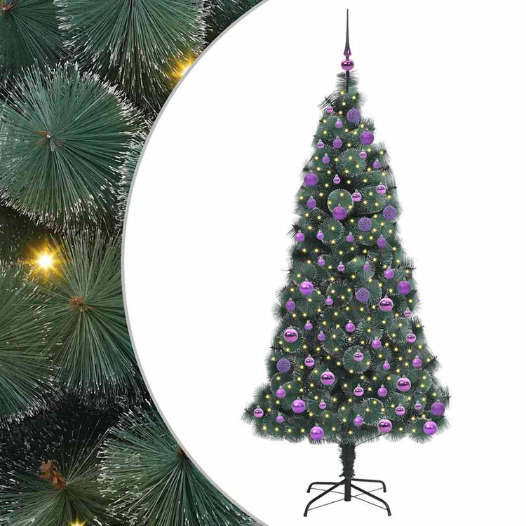 Vidaxx künstlicher beleuchteter Weihnachtsbaum mit Kugelset grün 180 cm