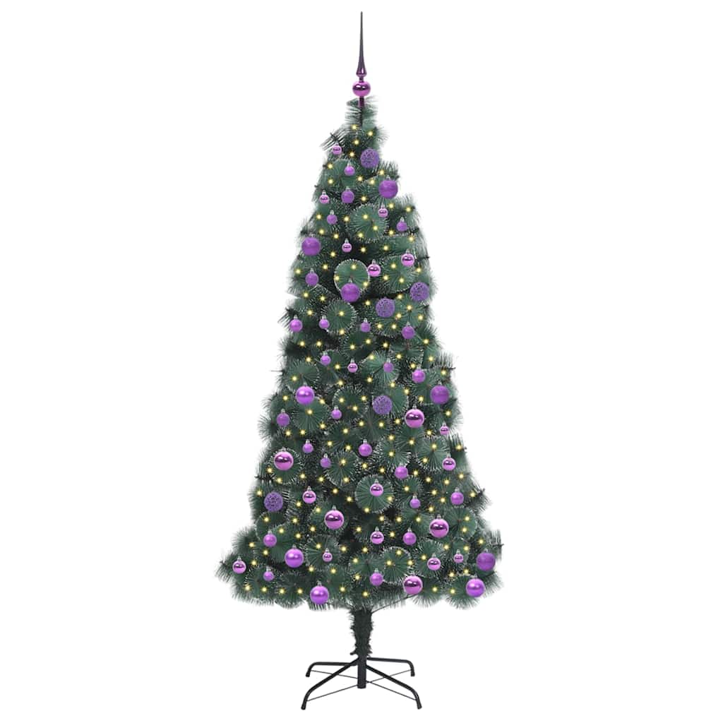 Vidaxx künstlicher beleuchteter Weihnachtsbaum mit Kugelset grün 180 cm