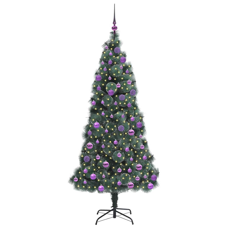 Vidaxx künstlicher beleuchteter Weihnachtsbaum mit Kugelset grün 180 cm