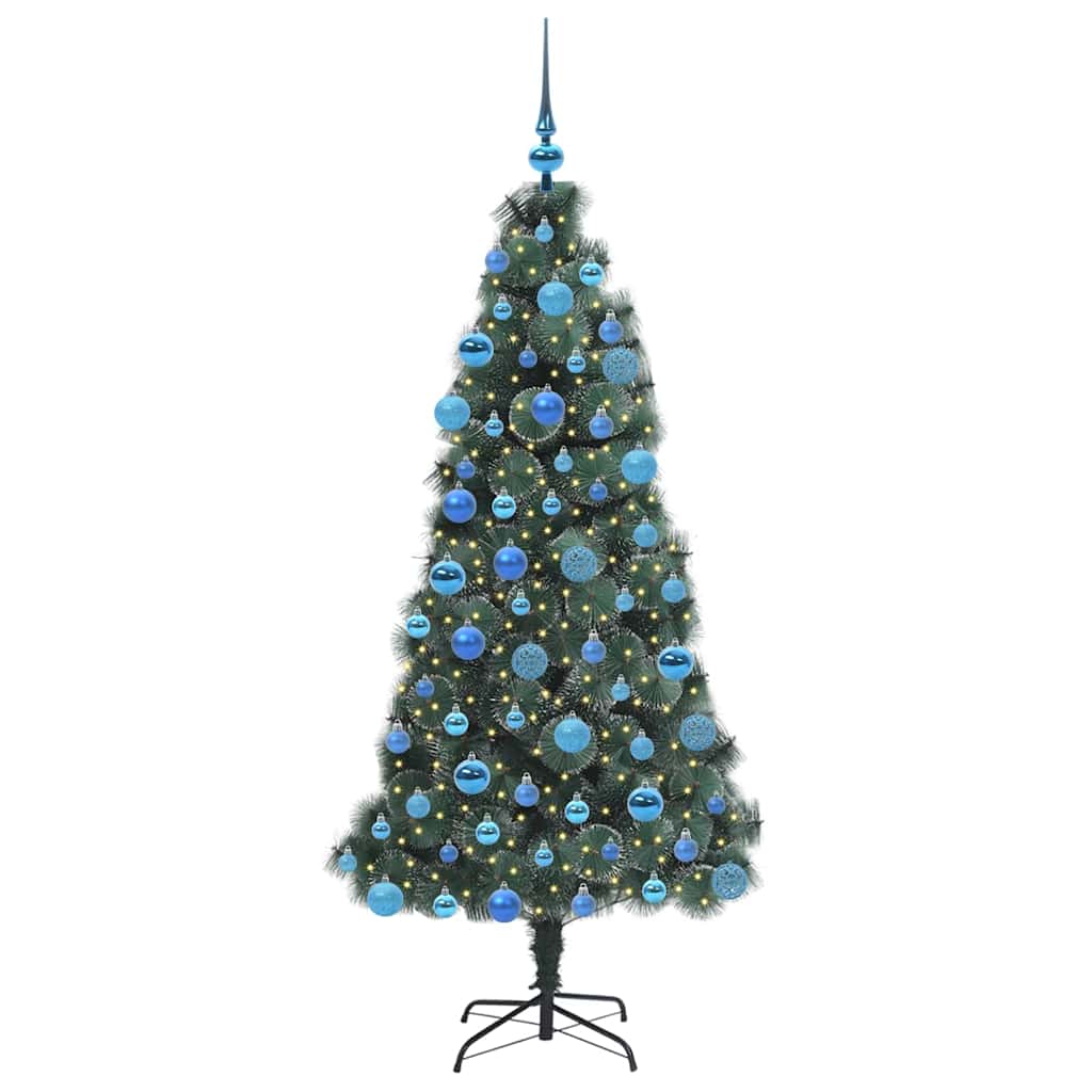 Vidaxx künstlicher beleuchteter Weihnachtsbaum mit Kugeln grün 180 cm