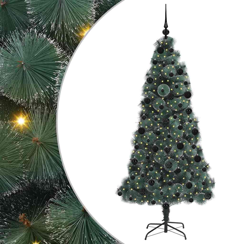 Vidaxx künstlicher Weihnachtsbaum mit Beleuchtung und Kugelset grün 210 cm Kappe