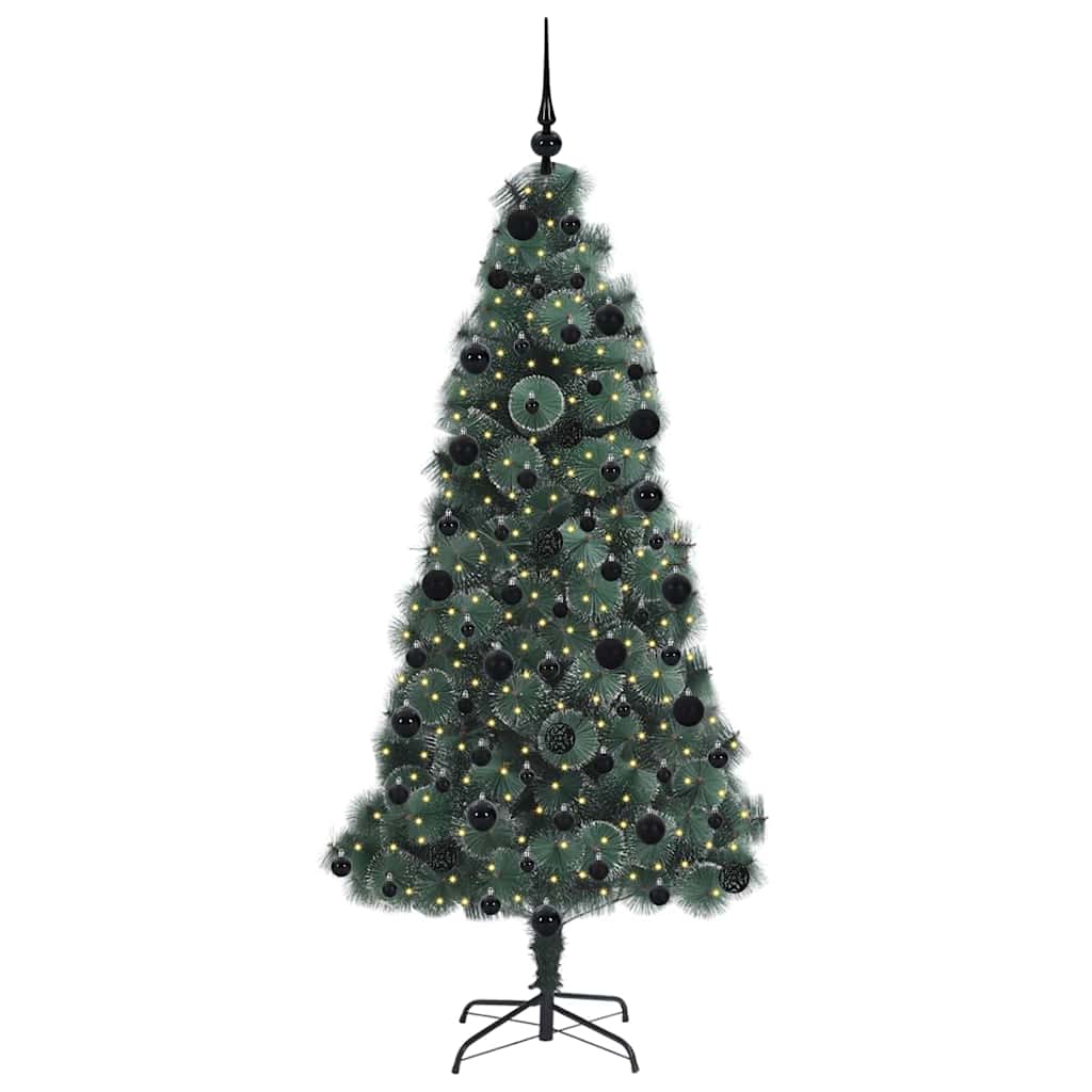 Vidaxx künstlicher Weihnachtsbaum mit Beleuchtung und Kugelset grün 210 cm Kappe
