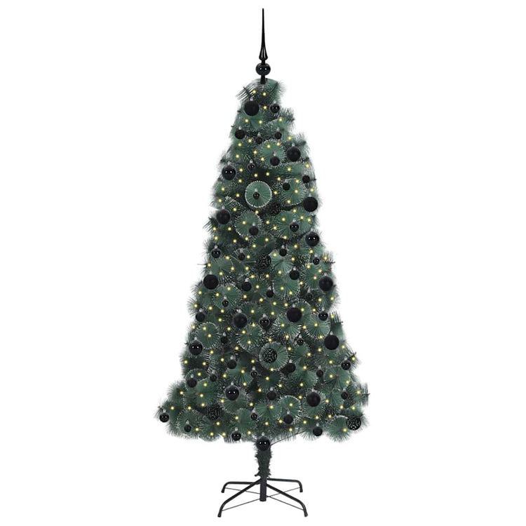 Vidaxx künstlicher Weihnachtsbaum mit Beleuchtung und Kugelset grün 210 cm Kappe