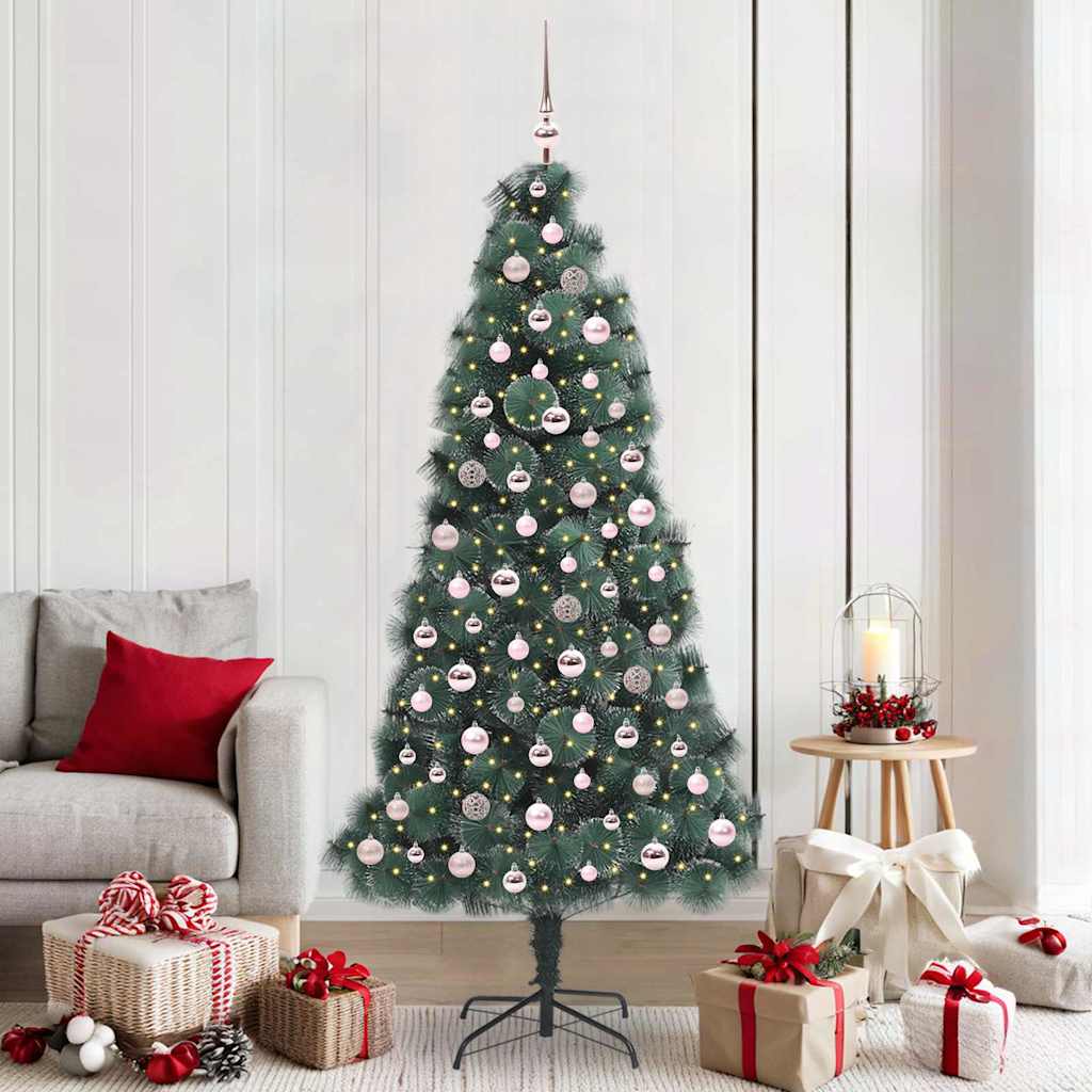 Vidaxx künstlicher beleuchteter Weihnachtsbaum mit Kugelset grün 210 cm