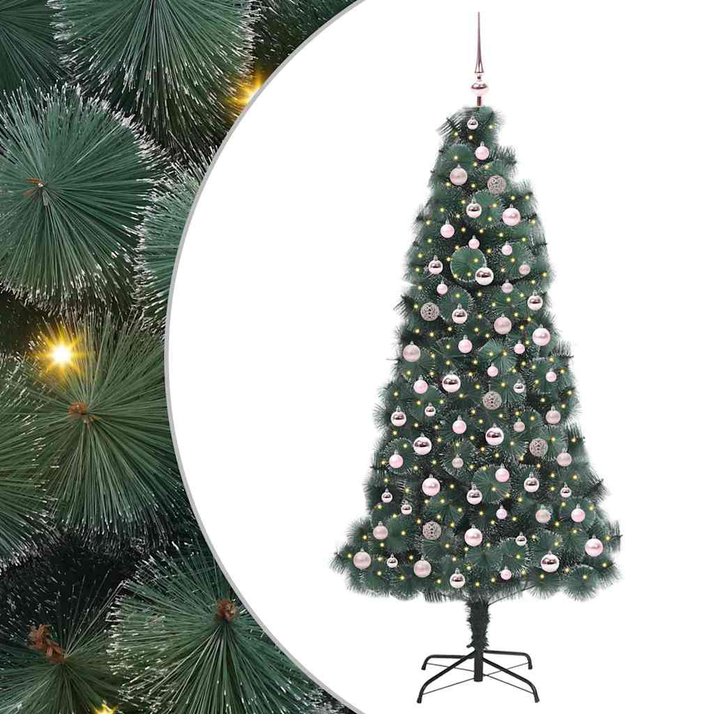 Vidaxx künstlicher beleuchteter Weihnachtsbaum mit Kugelset grün 210 cm