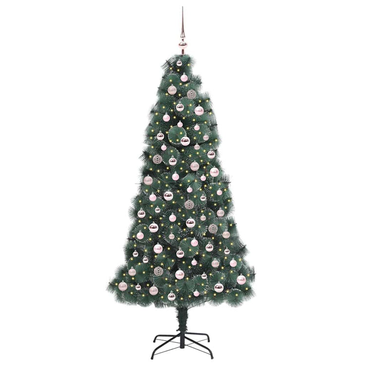 Vidaxx künstlicher beleuchteter Weihnachtsbaum mit Kugelset grün 210 cm