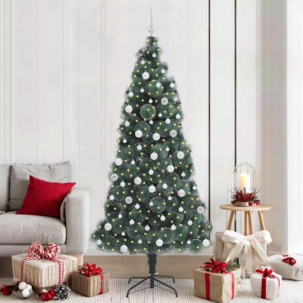 Vidaxx künstlicher beleuchteter Weihnachtsbaum mit Kugelset grün 210 cm