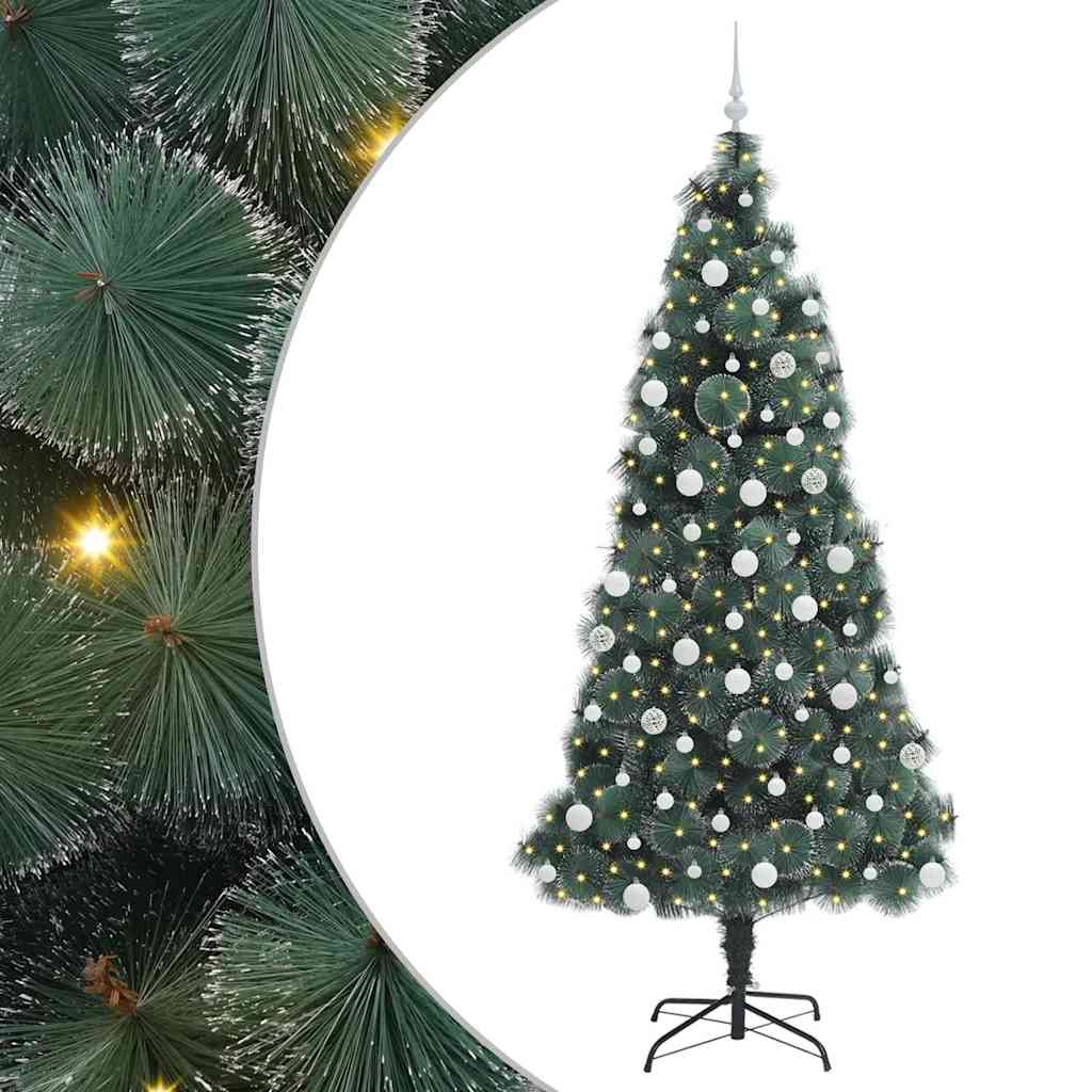 Vidaxx künstlicher beleuchteter Weihnachtsbaum mit Kugelset grün 210 cm