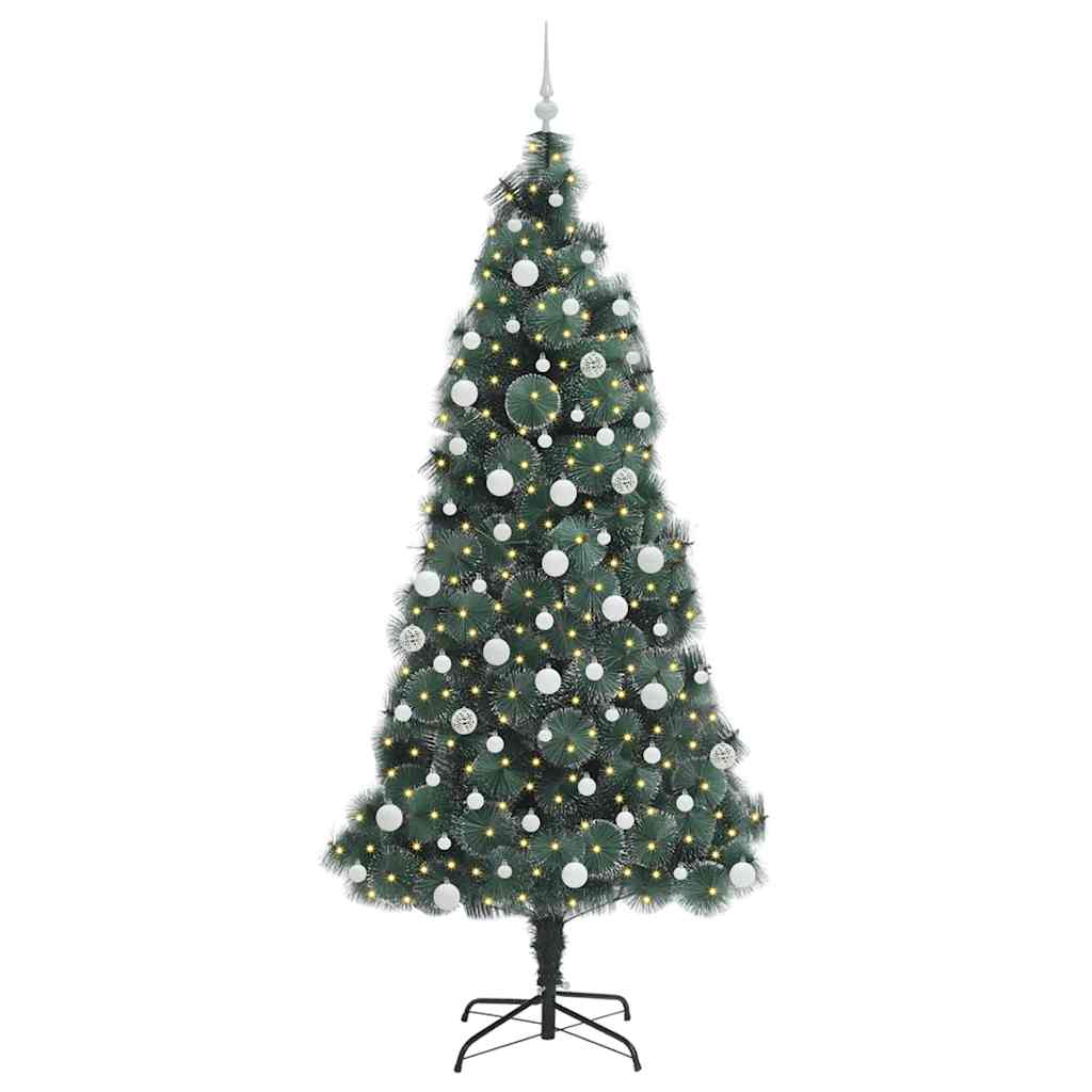 Vidaxx künstlicher beleuchteter Weihnachtsbaum mit Kugelset grün 210 cm