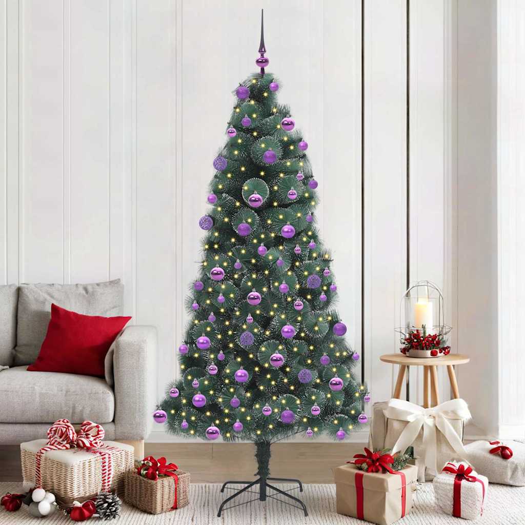 Vidaxx künstlicher Weihnachtsbaum mit Beleuchtung und Kugelset grün 210 cm Kappe