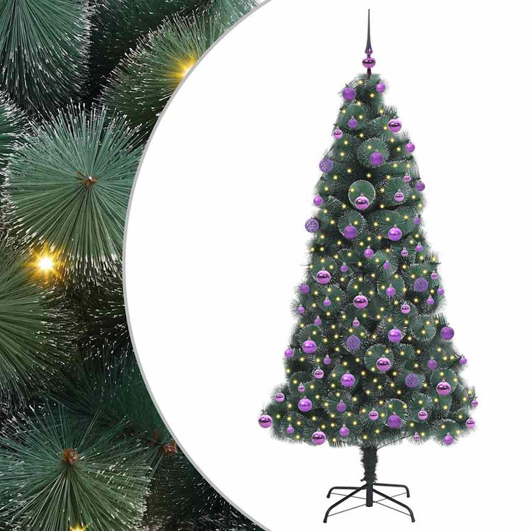Vidaxx künstlicher Weihnachtsbaum mit Beleuchtung und Kugelset grün 210 cm Kappe
