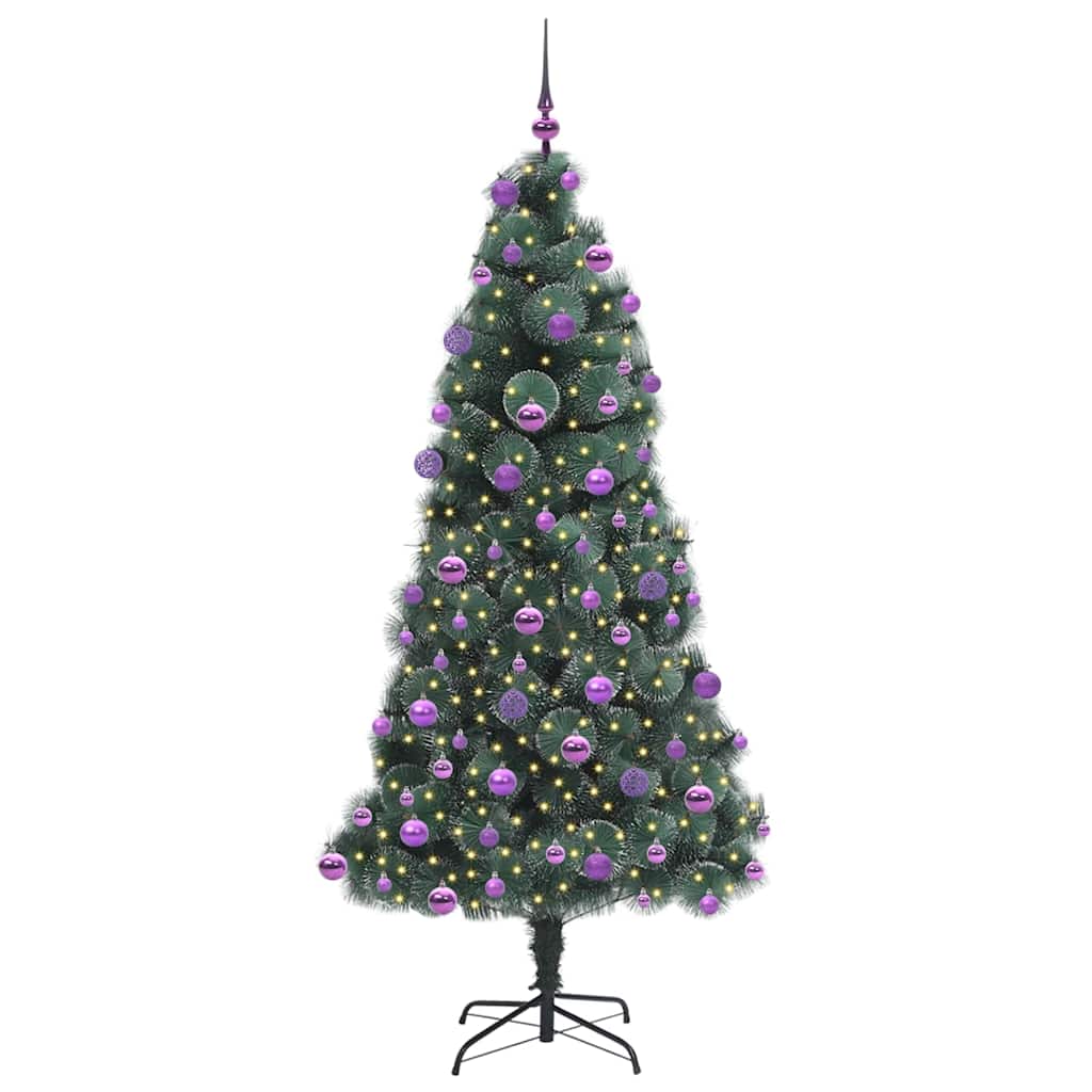 Vidaxx künstlicher Weihnachtsbaum mit Beleuchtung und Kugelset grün 210 cm Kappe
