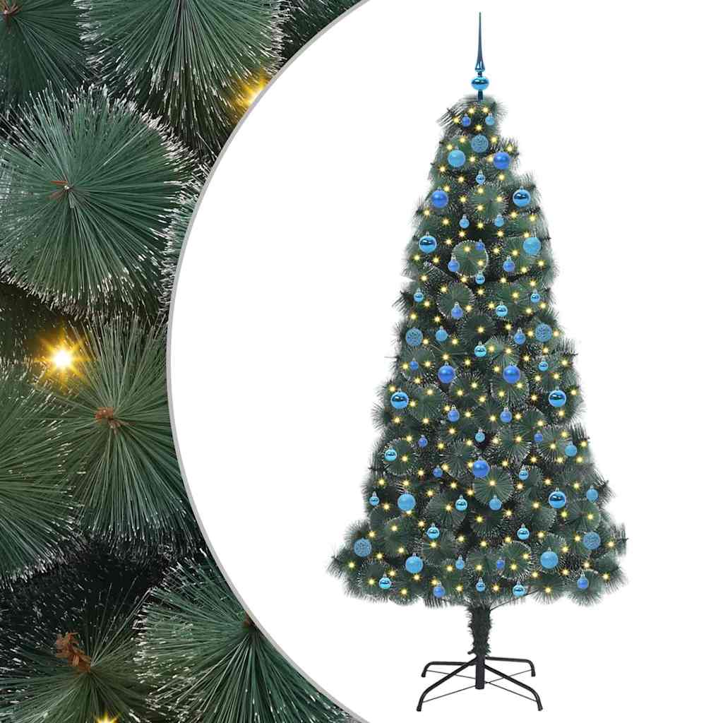 Vidaxx künstlicher beleuchteter Weihnachtsbaum mit Kugelset grün 210 cm