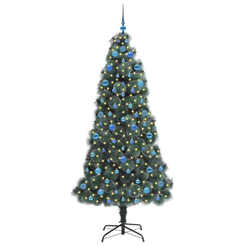 Vidaxx künstlicher beleuchteter Weihnachtsbaum mit Kugelset grün 210 cm