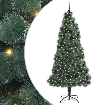 Vidaxx künstlicher beleuchteter Weihnachtsbaum mit Kugelset grün 240 cm Kappe