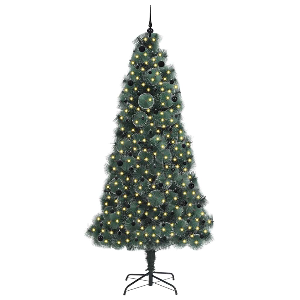 Vidaxx künstlicher beleuchteter Weihnachtsbaum mit Kugelset grün 240 cm Kappe