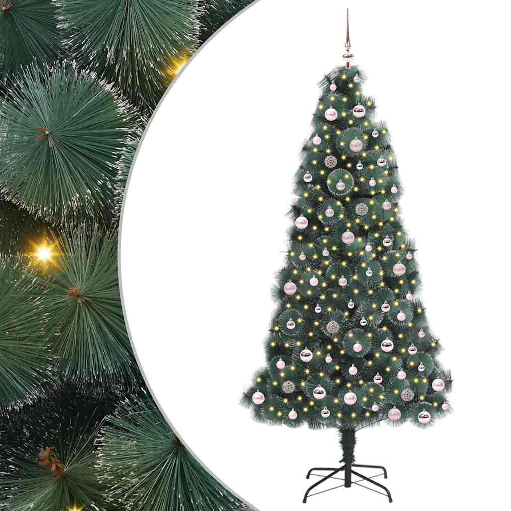 Vidaxx künstlicher Weihnachtsbaum mit Beleuchtung und Kugelset grün 240 cm Kappe