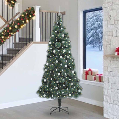 Vidaxx Künstlicher Weihnachtsbaum mit Frontbeleuchtung und Kugelset Grün 240 cm