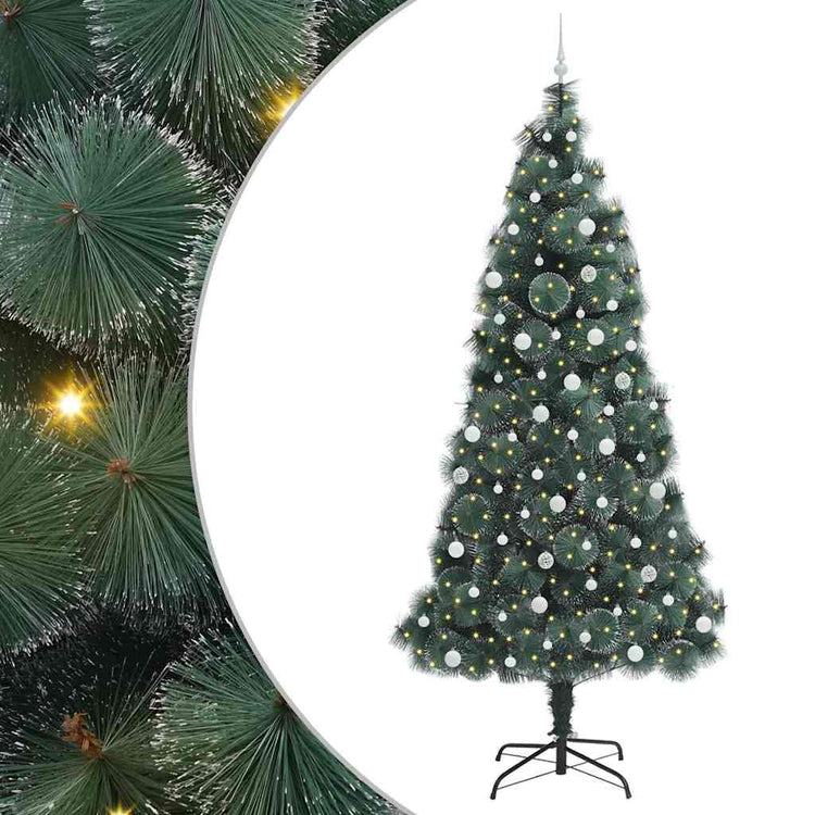 Vidaxx Künstlicher Weihnachtsbaum mit Frontbeleuchtung und Kugelset Grün 240 cm