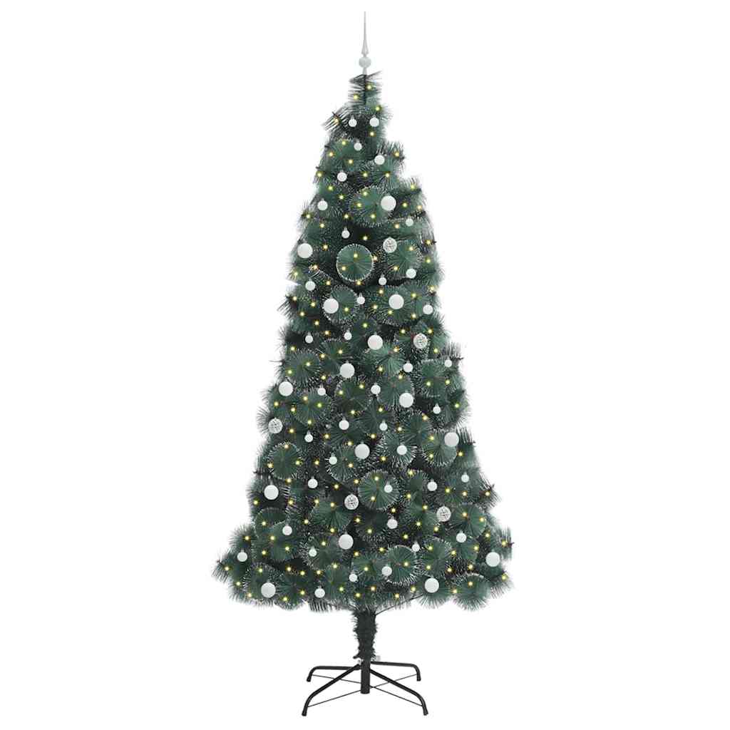 Vidaxx Künstlicher Weihnachtsbaum mit Frontbeleuchtung und Kugelset Grün 240 cm