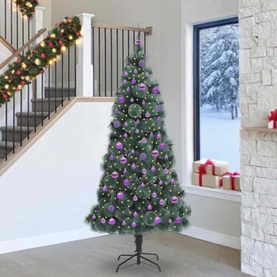 VidaXL Künstlicher Weihnachtsbaum mit Kugeln Set, beleuchtet grün 240 cm Kappe