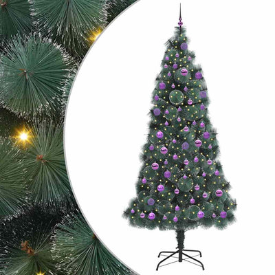 VidaXL Künstlicher Weihnachtsbaum mit Kugeln Set, beleuchtet grün 240 cm Kappe