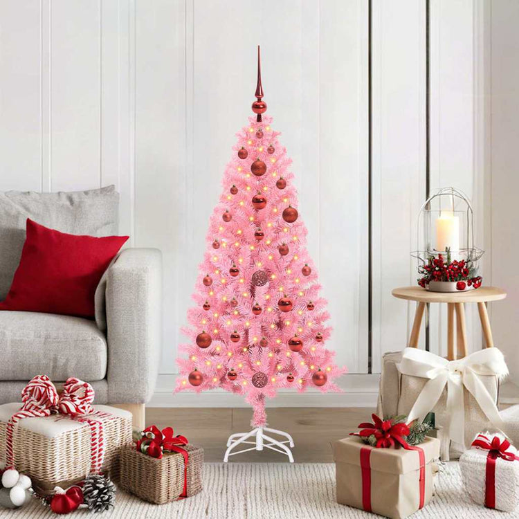 VidaXL Weihnachtsbaum mit 150 LEDs mit standardmäßigem rosa 120 cm PVC