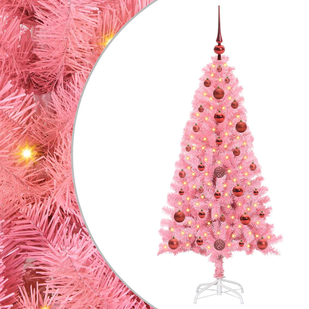 VidaXL Weihnachtsbaum mit 150 LEDs mit standardmäßigem rosa 120 cm PVC
