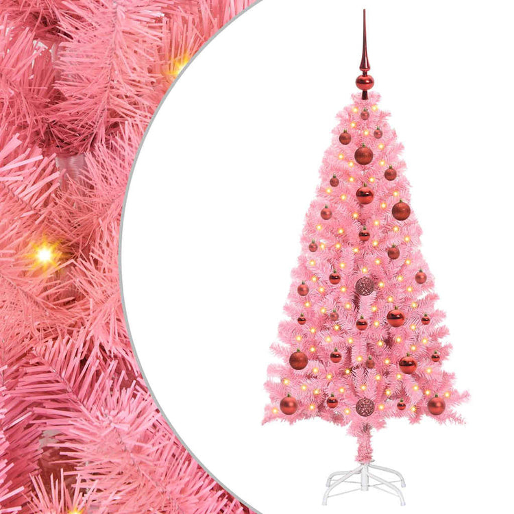 VidaXL Weihnachtsbaum mit 150 LEDs mit standardmäßigem rosa 120 cm PVC