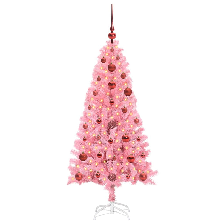 VidaXL Weihnachtsbaum mit 150 LEDs mit standardmäßigem rosa 120 cm PVC