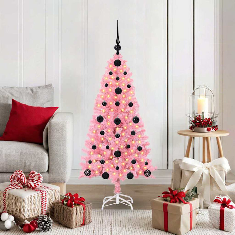 VidaXL Weihnachtsbaum mit 150 LEDs mit standardmäßigem rosa 120 cm PVC
