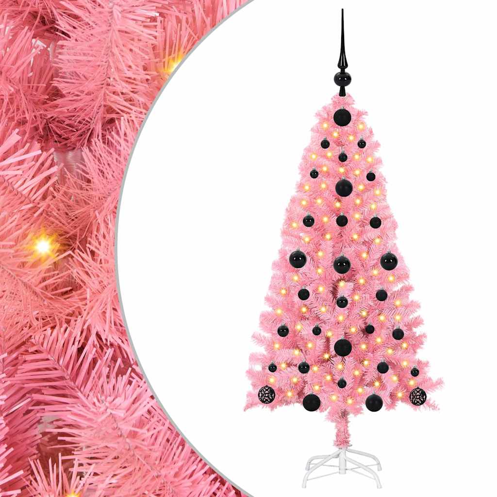 VidaXL Weihnachtsbaum mit 150 LEDs mit standardmäßigem rosa 120 cm PVC