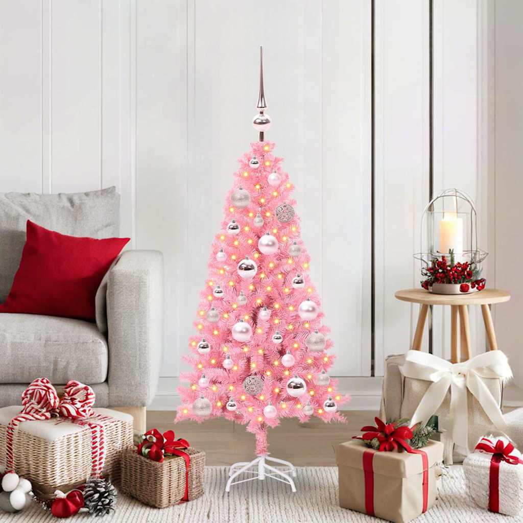 VidaXL Weihnachtsbaum mit 150 LEDs mit standardmäßigem rosa 120 cm PVC