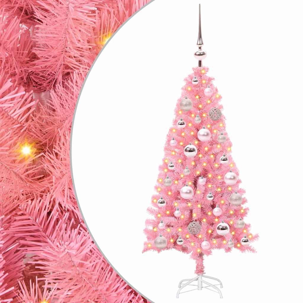 VidaXL Weihnachtsbaum mit 150 LEDs mit standardmäßigem rosa 120 cm PVC
