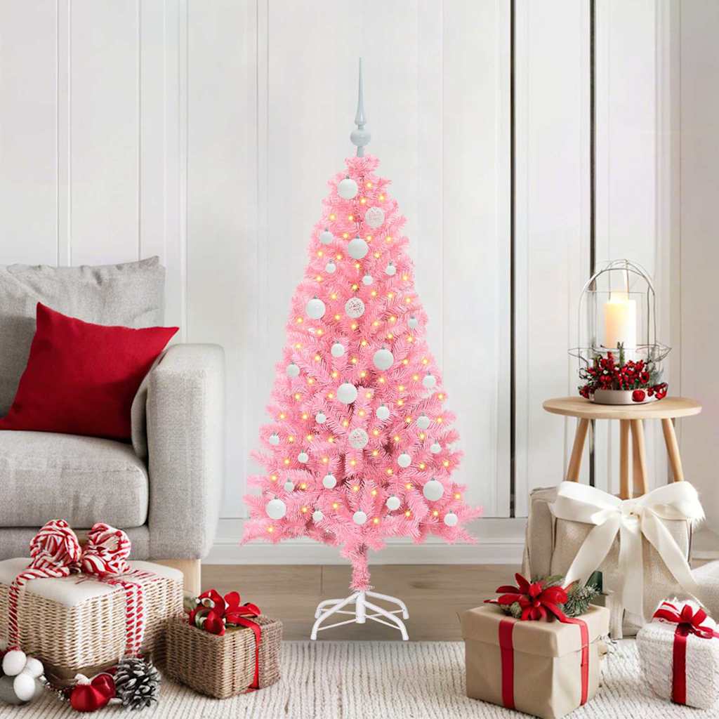 VidaXL Weihnachtsbaum mit 150 LEDs mit standardmäßigem rosa 120 cm PVC
